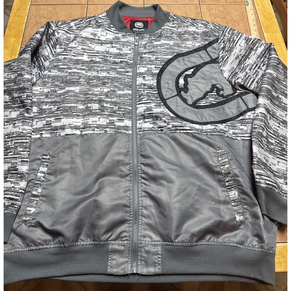Ecko Unltd‎ Track Jacket Sz XXL Gray Digital Camo Rhino Full Zip Street Wear
